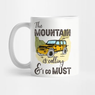 jeep drive in the mountains, new year eve, holiday, winter vacations, wilderness, camping, outdoor travel Mug